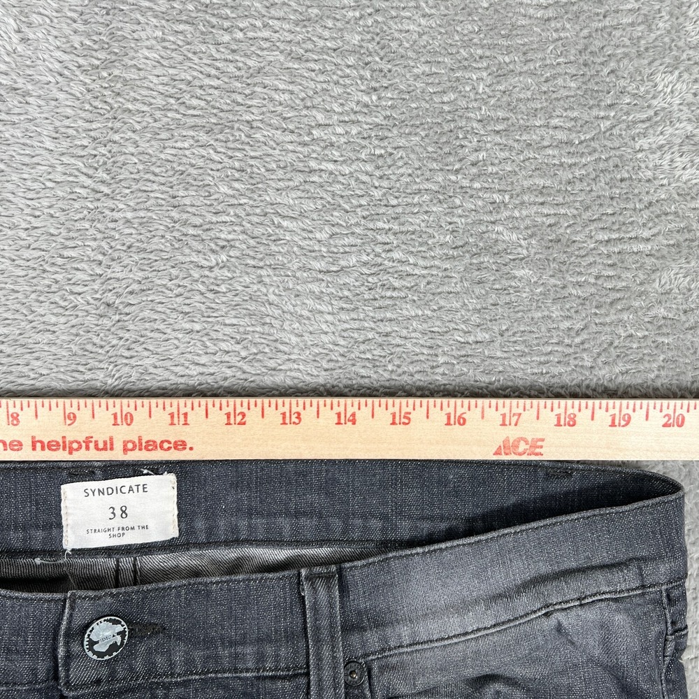 Syndicate Core Jeans Mens 38x33 Gray Straight Leg Denim Streetwear Minimal - Picture 10 of 13